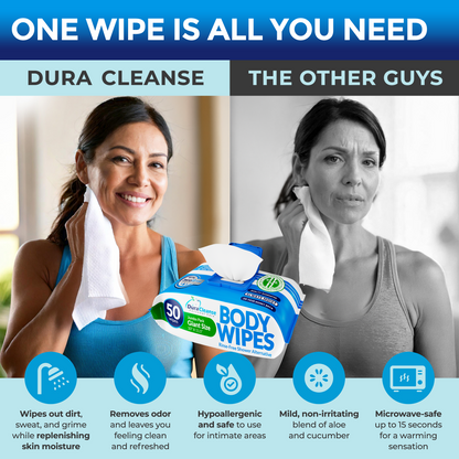XL Universal Body Wipes (9" x 12") + Travel Size Bonus