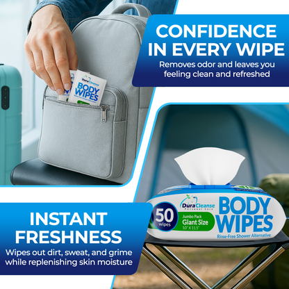 XL Universal Body Wipes (9" x 12") + Travel Size Bonus