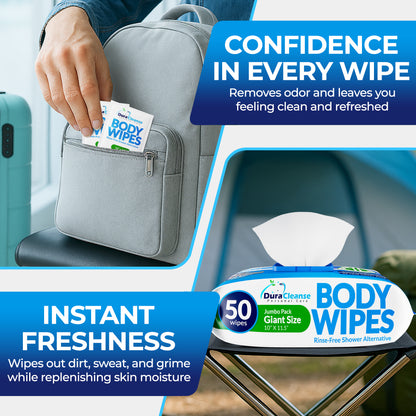 XL Universal Body Wipes (9" x 12") + Travel Size Bonus