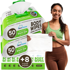 DuraCleanse XL Women Body Wipes (9" x 12") + Travel Size Bonus