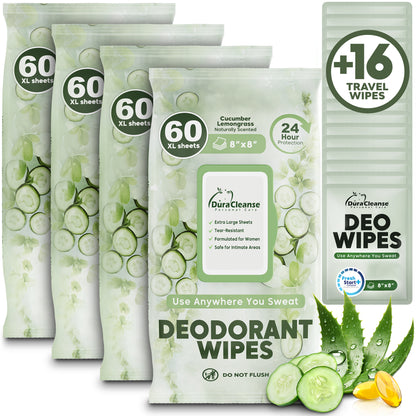 Deodorant Wipes for Women On-the-Go, 60 Count